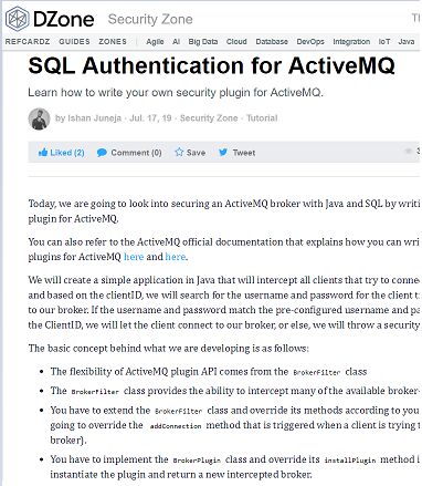 SQL Authentication For ActiveMQ